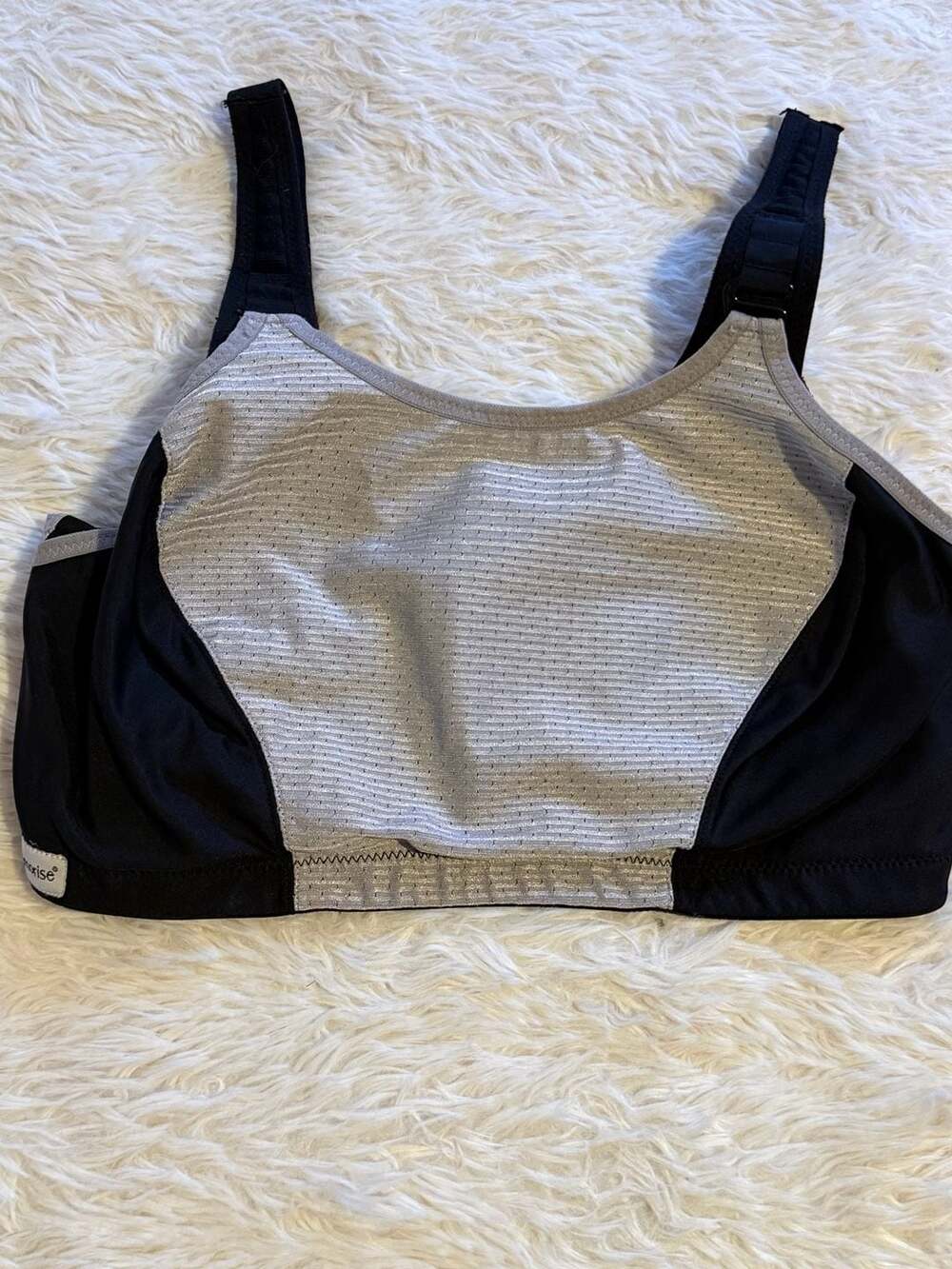 Glamorise Custom Control Sports Bra Size 38H Black Grey